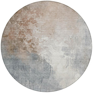 HomeRoots 5' Modern Abstract Rust and Gray Washable Area Rug for Indoor and Outdoor High-Traffic Spaces 8' Round 622464