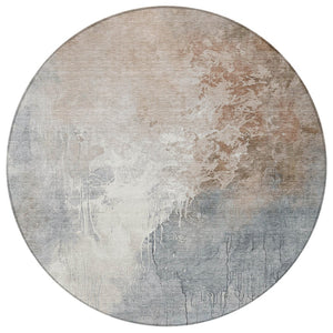 HomeRoots 5' Modern Abstract Rust and Gray Washable Area Rug for Indoor and Outdoor High-Traffic Spaces 8' Round 622464