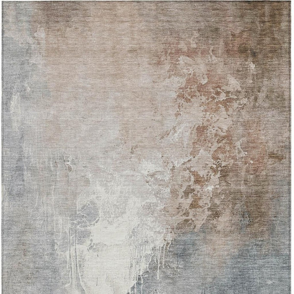 HomeRoots 5' Modern Abstract Rust and Gray Washable Area Rug for Indoor and Outdoor High-Traffic Spaces 8' X 10' 622465
