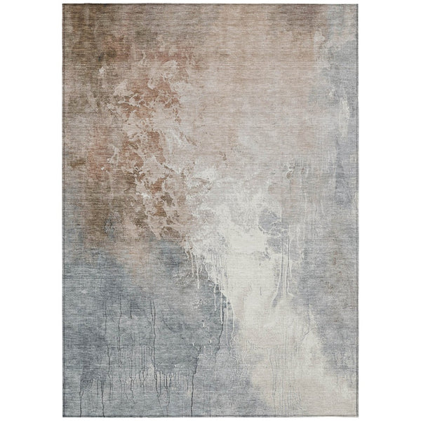 HomeRoots 5' Modern Abstract Rust and Gray Washable Area Rug for Indoor and Outdoor High-Traffic Spaces 8' X 10' 622465