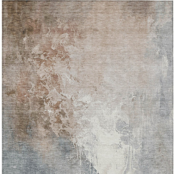 HomeRoots 5' Modern Abstract Rust and Gray Washable Area Rug for Indoor and Outdoor High-Traffic Spaces 9' X 12' 622466