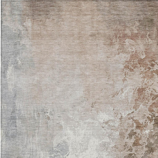 HomeRoots 5' Modern Abstract Rust and Gray Washable Area Rug for Indoor and Outdoor High-Traffic Spaces 10' X 14' 622467