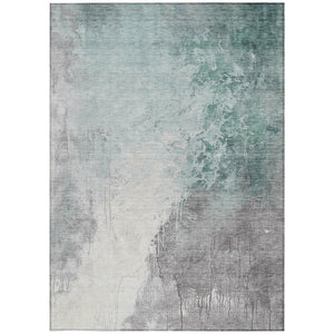 HomeRoots 5' Modern Pale Aqua and Gray Abstract Washable Area Rug for Stylish Indoor and Outdoor Spaces 5' X 8' 622469