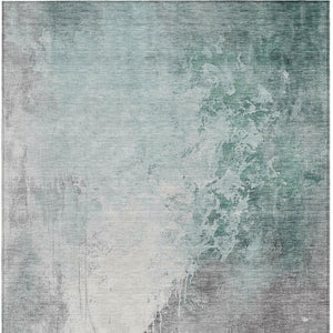 HomeRoots 5' Modern Pale Aqua and Gray Abstract Washable Area Rug for Stylish Indoor and Outdoor Spaces 5' X 8' 622469