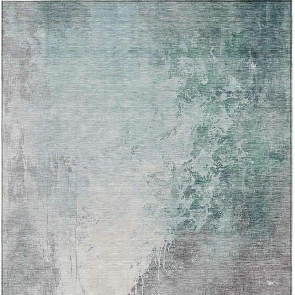 HomeRoots 5' Modern Pale Aqua and Gray Abstract Washable Area Rug for Stylish Indoor and Outdoor Spaces 5' X 8' 622469