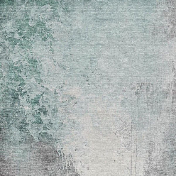 HomeRoots 5' Modern Pale Aqua and Gray Abstract Washable Area Rug for Stylish Indoor and Outdoor Spaces 9' X 12' 622472