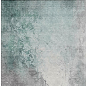 HomeRoots 5' Modern Pale Aqua and Gray Abstract Washable Area Rug for Stylish Indoor and Outdoor Spaces 10' X 14' 622473