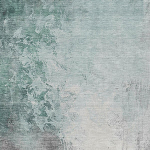 HomeRoots 5' Modern Pale Aqua and Gray Abstract Washable Area Rug for Stylish Indoor and Outdoor Spaces 10' X 14' 622473