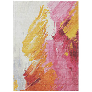 HomeRoots 5' Modern Blush Gold and Orange Abstract Area Rug - Durable, Washable, Indoor-Outdoor Versatility 9' X 12' 622484