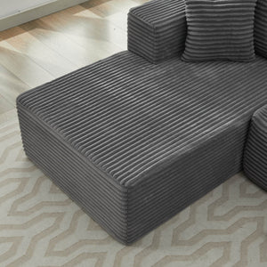 English Elm 106" Cloud Sectional Couch – Luxurious Modular Deep-Seating Sofa In Gray Corduroy, No Assembly Needed! W1143S00024