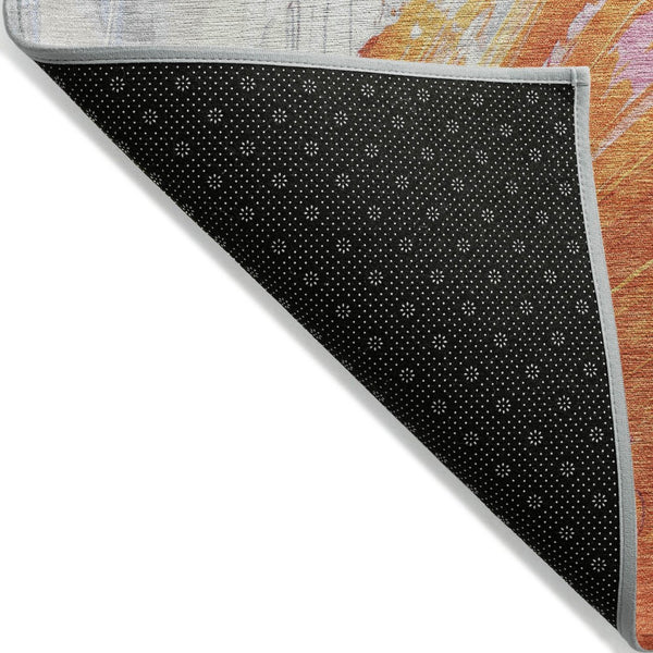HomeRoots 5' Modern Blush Gold and Orange Abstract Area Rug - Durable, Washable, Indoor-Outdoor Versatility 10' X 14' 622485