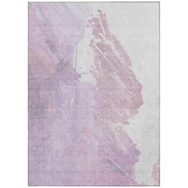 HomeRoots 5' Abstract Lavender and Ivory Area Rug - Stylish, Washable, Ideal for Indoor and Outdoor Spaces 5' X 8' 622487