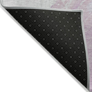 HomeRoots 5' Abstract Lavender and Ivory Area Rug - Stylish, Washable, Ideal for Indoor and Outdoor Spaces 8' Round 622488