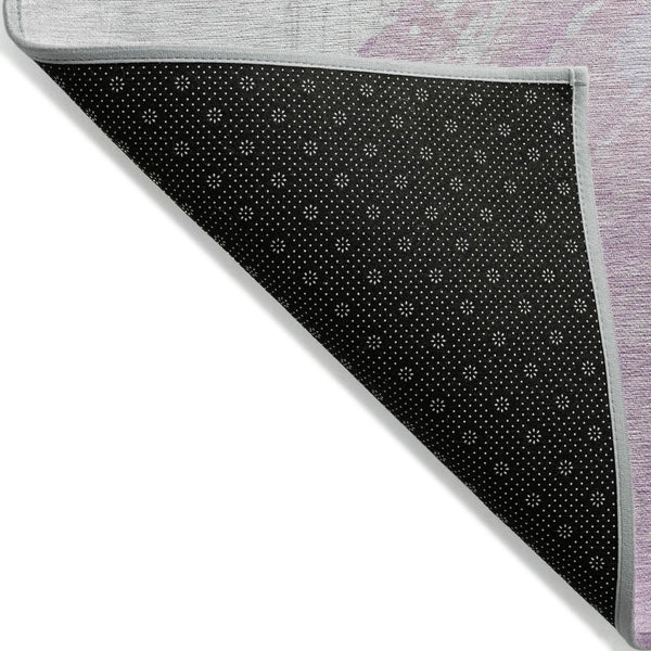 HomeRoots 5' Abstract Lavender and Ivory Area Rug - Stylish, Washable, Ideal for Indoor and Outdoor Spaces 8' Round 622488
