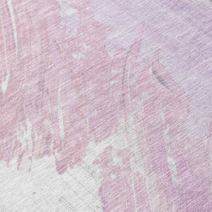 HomeRoots 5' Abstract Lavender and Ivory Area Rug - Stylish, Washable, Ideal for Indoor and Outdoor Spaces 8' Round 622488