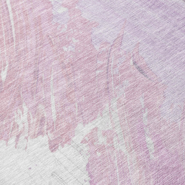 HomeRoots 5' Abstract Lavender and Ivory Area Rug - Stylish, Washable, Ideal for Indoor and Outdoor Spaces 8' Round 622488