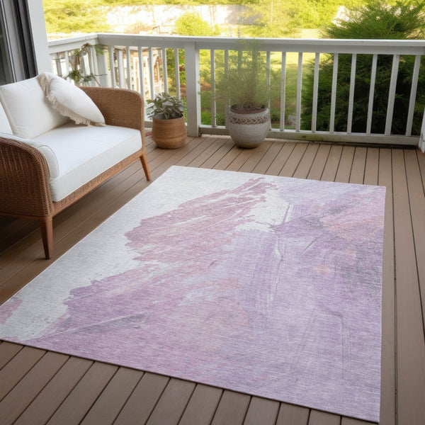 HomeRoots 5' Abstract Lavender and Ivory Area Rug - Stylish, Washable, Ideal for Indoor and Outdoor Spaces 8' X 10' 622489