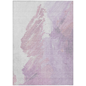 HomeRoots 5' Abstract Lavender and Ivory Area Rug - Stylish, Washable, Ideal for Indoor and Outdoor Spaces 8' X 10' 622489