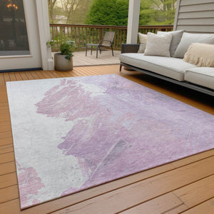 HomeRoots 5' Abstract Lavender and Ivory Area Rug - Stylish, Washable, Ideal for Indoor and Outdoor Spaces 8' X 10' 622489