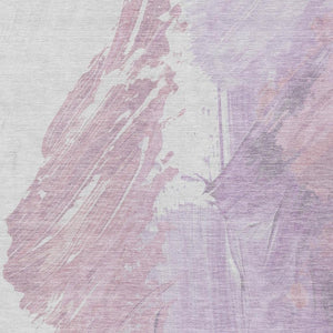 HomeRoots 5' Abstract Lavender and Ivory Area Rug - Stylish, Washable, Ideal for Indoor and Outdoor Spaces 10' X 14' 622491
