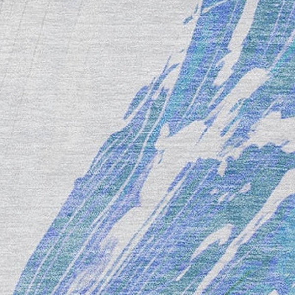HomeRoots 5' Refreshing Pale Aqua Mint Green and Ivory Abstract Washable Area Rug for Indoor and Outdoor Use 5' X 8' 622499