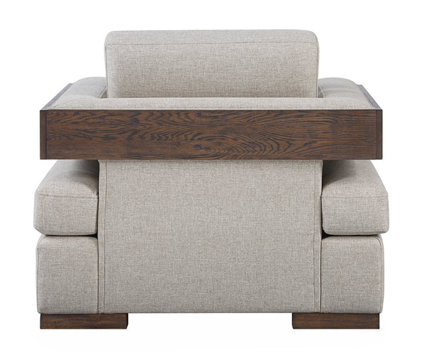 English Elm Niamey Two-Tone Fabric Chair with Walnut Finish, Reversible Foam Cushions & Toss Pillow Included B2726P253092