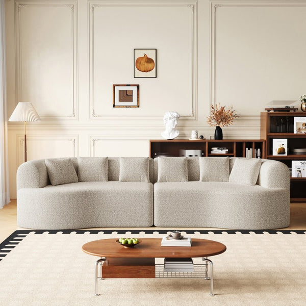 English Elm Curved Chenille Sectional Sofa Oversized Four Seat Cloud Foam Living Room Lounge W3505P355582