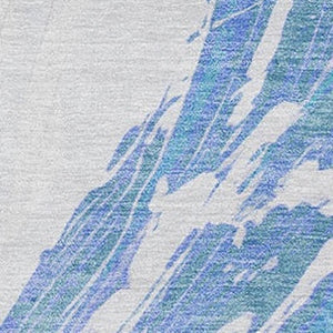 HomeRoots 5' Refreshing Pale Aqua Mint Green and Ivory Abstract Washable Area Rug for Indoor and Outdoor Use 8' X 10' 622501