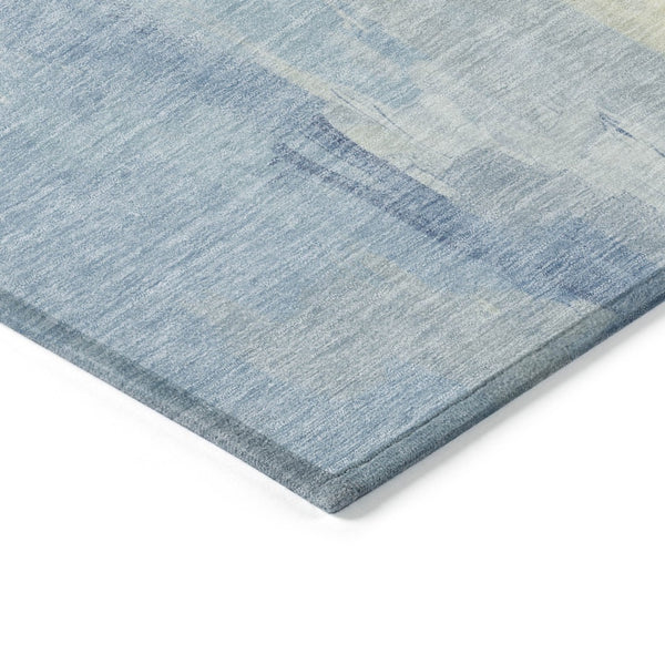 HomeRoots 5' Denim Blue and Beige Abstract Area Rug - Durable, Stylish, Washable for Indoor and Outdoor Use 8' Round 622512