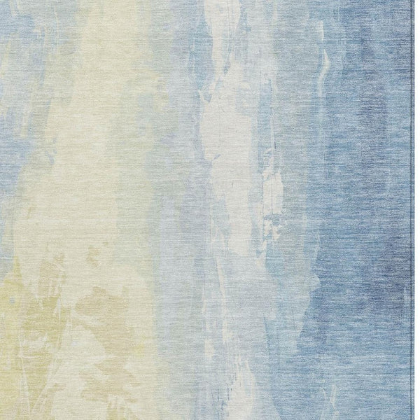 HomeRoots 5' Denim Blue and Beige Abstract Area Rug - Durable, Stylish, Washable for Indoor and Outdoor Use 10' X 14' 622515