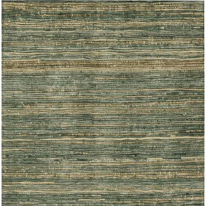 HomeRoots 5' Durable Fern Green and Charcoal Striped Area Rug – Washable, Stain-Resistant for Indoor/Outdoor Use 5' X 8' 622571