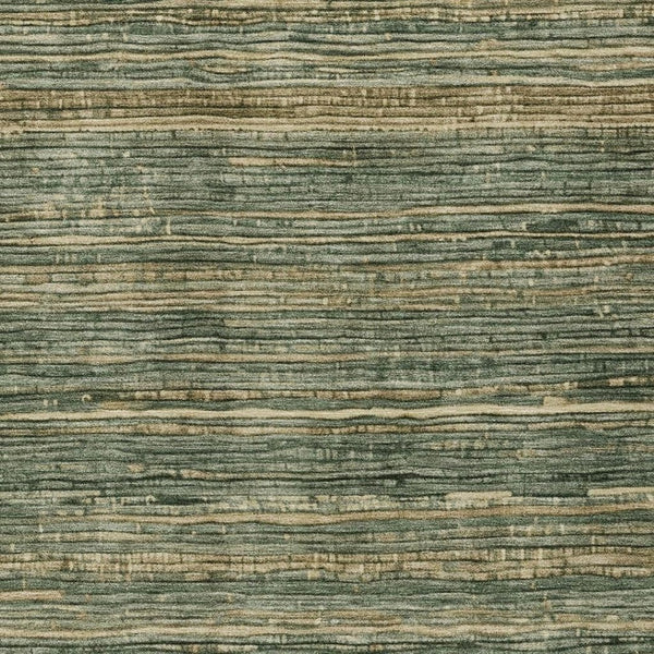 HomeRoots 5' Durable Fern Green and Charcoal Striped Area Rug – Washable, Stain-Resistant for Indoor/Outdoor Use 5' X 8' 622571