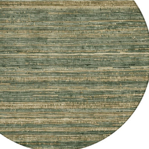 HomeRoots 5' Durable Fern Green and Charcoal Striped Area Rug – Washable, Stain-Resistant for Indoor/Outdoor Use 8' Round 622572