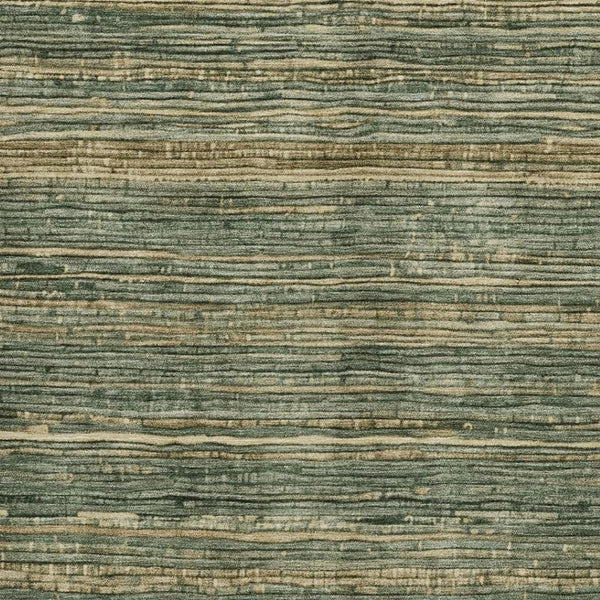 HomeRoots 5' Durable Fern Green and Charcoal Striped Area Rug – Washable, Stain-Resistant for Indoor/Outdoor Use 9' X 12' 622574