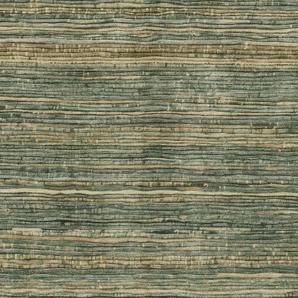 HomeRoots 5' Durable Fern Green and Charcoal Striped Area Rug – Washable, Stain-Resistant for Indoor/Outdoor Use 10' X 14' 622575
