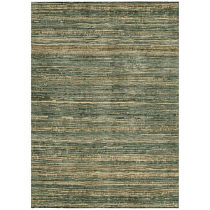 HomeRoots 5' Durable Fern Green and Charcoal Striped Area Rug – Washable, Stain-Resistant for Indoor/Outdoor Use 10' X 14' 622575