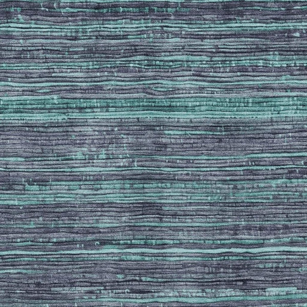 HomeRoots 5' Washable Teal Blue and Gray Striped Area Rug for Indoor and Outdoor Spaces – Stylish and Durable! 5' X 8' 622595