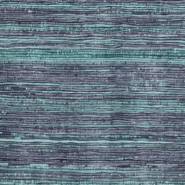 HomeRoots 5' Washable Teal Blue and Gray Striped Area Rug for Indoor and Outdoor Spaces – Stylish and Durable! 8' X 10' 622597