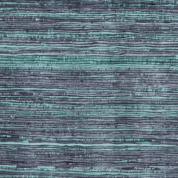 HomeRoots 5' Washable Teal Blue and Gray Striped Area Rug for Indoor and Outdoor Spaces – Stylish and Durable! 9' X 12' 622598