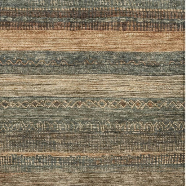 HomeRoots 5' Bold Fern Green and Rust Aztec Area Rug - Durable, Washable, Perfect for Indoor and Outdoor Spaces 5' X 8' 622601