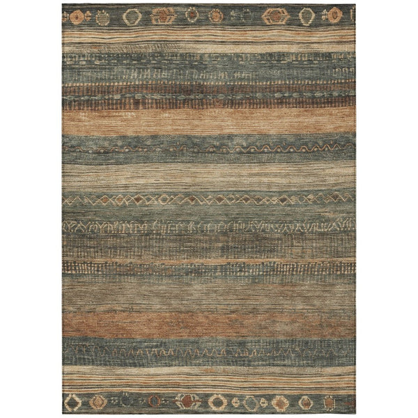 HomeRoots 5' Bold Fern Green and Rust Aztec Area Rug - Durable, Washable, Perfect for Indoor and Outdoor Spaces 5' X 8' 622601
