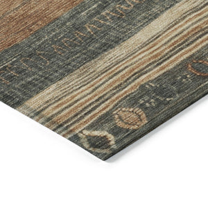 HomeRoots 5' Bold Fern Green and Rust Aztec Area Rug - Durable, Washable, Perfect for Indoor and Outdoor Spaces 8' Round 622602