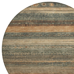 HomeRoots 5' Bold Fern Green and Rust Aztec Area Rug - Durable, Washable, Perfect for Indoor and Outdoor Spaces 8' Round 622602