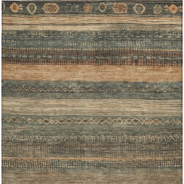 HomeRoots 5' Bold Fern Green and Rust Aztec Area Rug - Durable, Washable, Perfect for Indoor and Outdoor Spaces 8' X 10' 622603