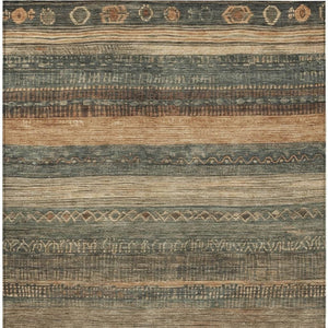 HomeRoots 5' Bold Fern Green and Rust Aztec Area Rug - Durable, Washable, Perfect for Indoor and Outdoor Spaces 10' X 14' 622605