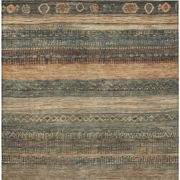 HomeRoots 5' Bold Fern Green and Rust Aztec Area Rug - Durable, Washable, Perfect for Indoor and Outdoor Spaces 10' X 14' 622605