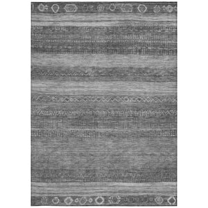 HomeRoots 5' Gray and Silver Aztec Area Rug - Durable, Washable Design for Indoor and Outdoor Spaces 5' X 8' 622607