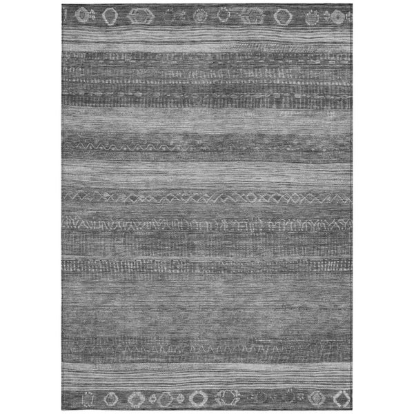HomeRoots 5' Gray and Silver Aztec Area Rug - Durable, Washable Design for Indoor and Outdoor Spaces 5' X 8' 622607