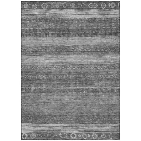 HomeRoots 5' Gray and Silver Aztec Area Rug - Durable, Washable Design for Indoor and Outdoor Spaces 5' X 8' 622607