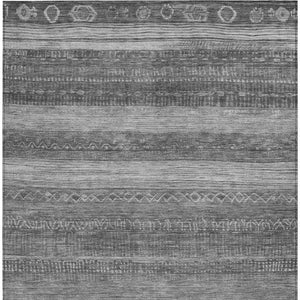 HomeRoots 5' Gray and Silver Aztec Area Rug - Durable, Washable Design for Indoor and Outdoor Spaces 9' X 12' 622610